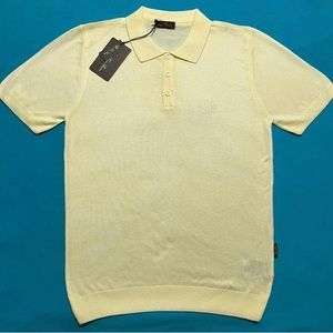 NWT Loro Piana Yellow Knitted Slim fit Polo T-shirt Size  L